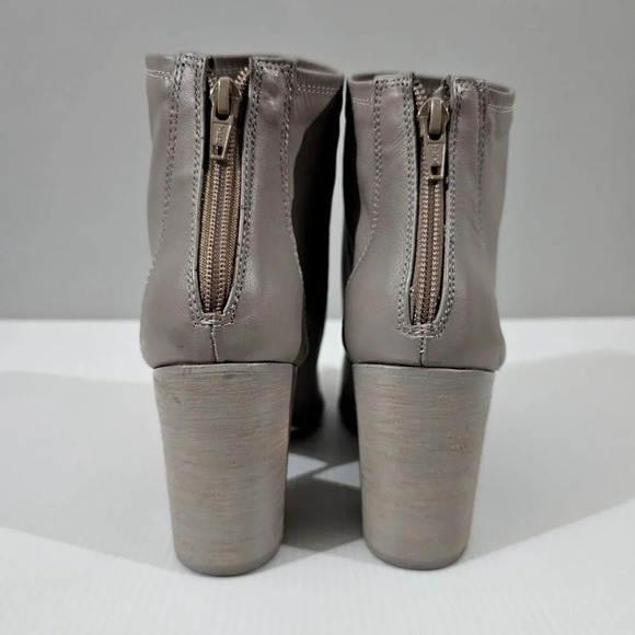 Chocolat Blu Boston Ankle Boot Womens EU 38 Taupe Gray Leather Block Heel Fall - Picture 6 of 16